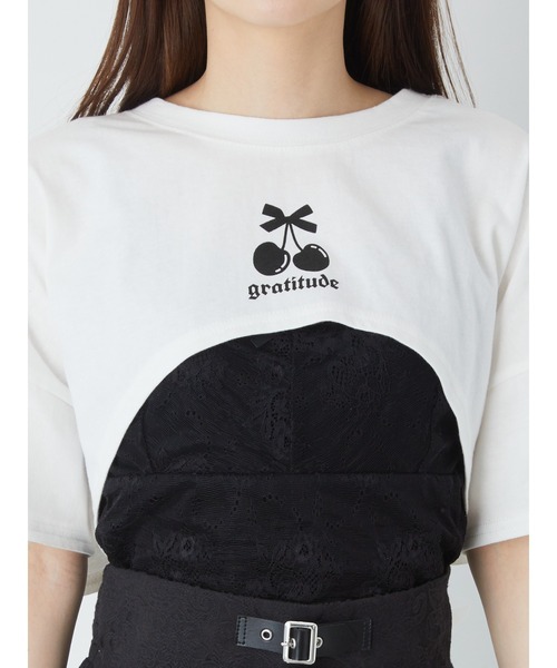 Ank Rouge(アンクルージュ)の「BACKリボンショートTOPS(Tシャツ/カットソー・レディース・ピンク/ブラック/ホワイト・M)」の9枚目の写真