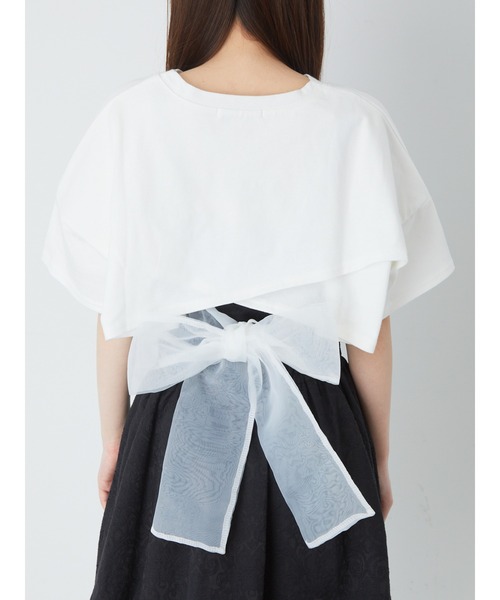 Ank Rouge(アンクルージュ)の「BACKリボンショートTOPS(Tシャツ/カットソー・レディース・ピンク/ブラック/ホワイト・M)」の10枚目の写真