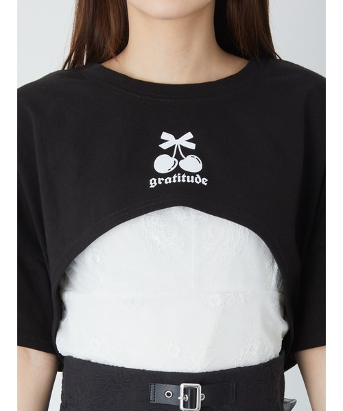 Ank Rouge(アンクルージュ)の「BACKリボンショートTOPS(Tシャツ/カットソー・レディース・ピンク/ブラック/ホワイト・M)」の11枚目の写真