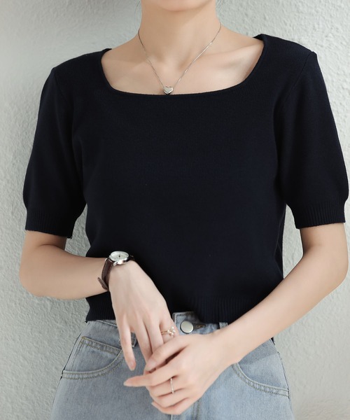 セール】スクエアネック 半袖Tシャツ（Tシャツ/カットソー