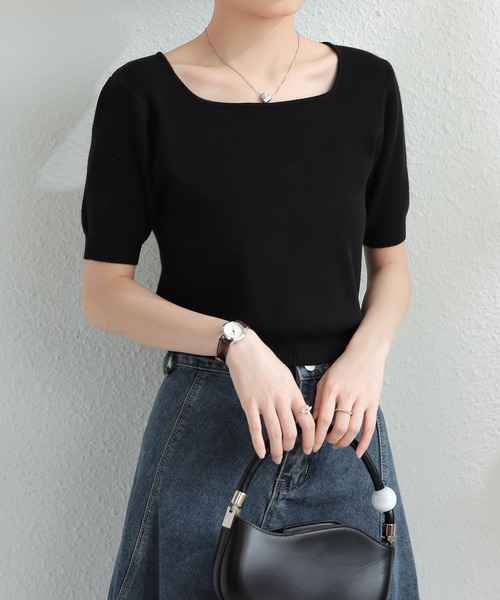 セール】スクエアネック 半袖Tシャツ（Tシャツ/カットソー