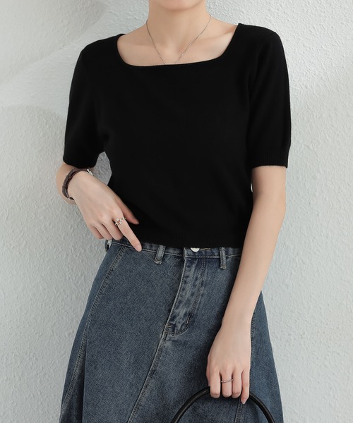 セール】スクエアネック 半袖Tシャツ（Tシャツ/カットソー
