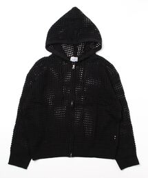 XU | 【XU/エックスユー】mesh zip hoodie/メッシュジップフーディ ジップアップパーカー アミアミ パーカー 羽織　重ね着 レイヤード(パーカー)