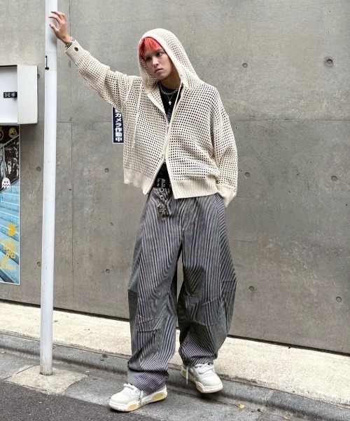 XU メッシュトップス ダブルジップパーカー　ユニセックス Never mind the XU】mesh zip hoodie / 【ネバーマインド ザ