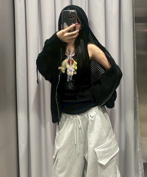 セール】【Never mind the XU】mesh zip hoodie / 【ネバー