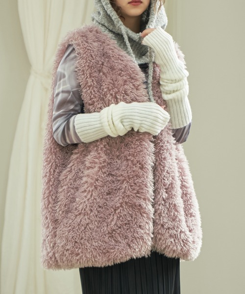 Lull（ルル）の「【Lull / ルル】プードルファーベスト（ベスト・レディース・アイボリー/ライトブラウン/ミント/カーキブラウン/ラベンダー/ベビーピンク・ONESIZE）」の5枚目の写真