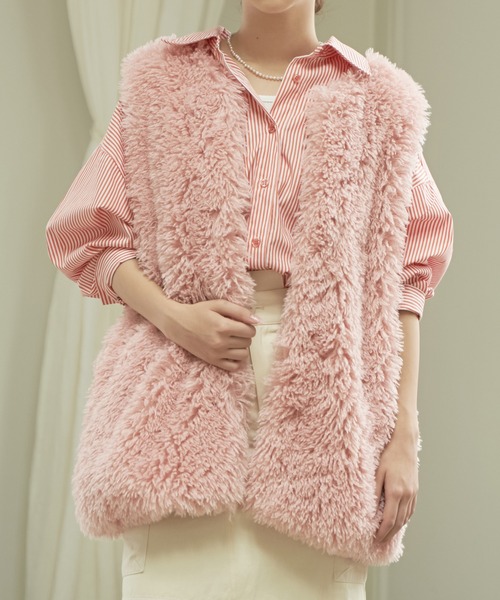 Lull（ルル）の「【Lull / ルル】プードルファーベスト（ベスト・レディース・アイボリー/ライトブラウン/ミント/カーキブラウン/ラベンダー/ベビーピンク・ONESIZE）」の6枚目の写真