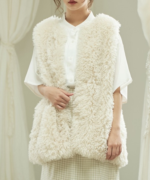 Lull（ルル）の「【Lull / ルル】プードルファーベスト（ベスト・レディース・アイボリー/ライトブラウン/ミント/カーキブラウン/ラベンダー/ベビーピンク・ONESIZE）」の20枚目の写真