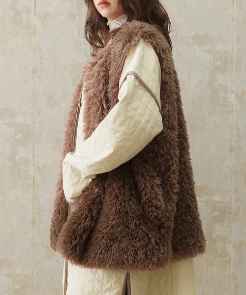 Lull（ルル）の「【Lull / ルル】プードルファーベスト（ベスト・レディース・アイボリー/ライトブラウン/ミント/カーキブラウン/ラベンダー/ベビーピンク・ONESIZE）」の16枚目の写真