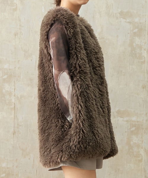 Lull（ルル）の「【Lull / ルル】プードルファーベスト（ベスト・レディース・アイボリー/ライトブラウン/ミント/カーキブラウン/ラベンダー/ベビーピンク・ONESIZE）」の13枚目の写真