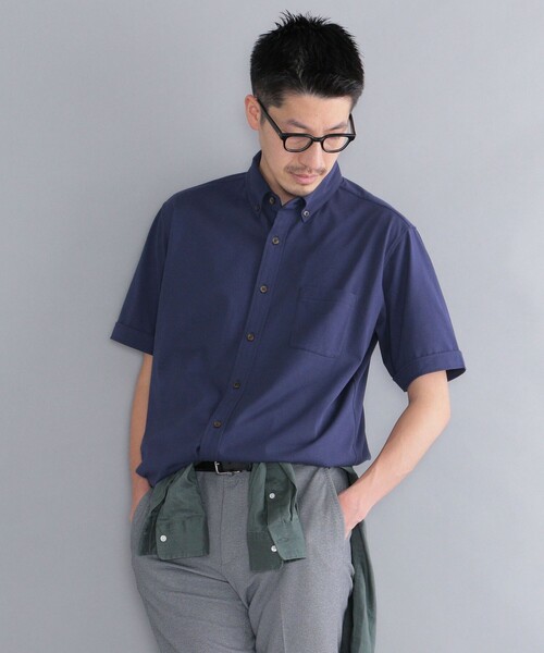 SHIPS(シップス)の「*SHIPS: 〈接触冷感〉 ジャージー ソリッド / クレリック ボタンダウン 半袖 シャツ(シャツ/ブラウス・メンズ・ホワイト/ブラック/ネイビー/ロイヤルブルー/ライトブルー・SMALL/MEDIUM/LARGE/X-LARGE)」の4枚目の写真