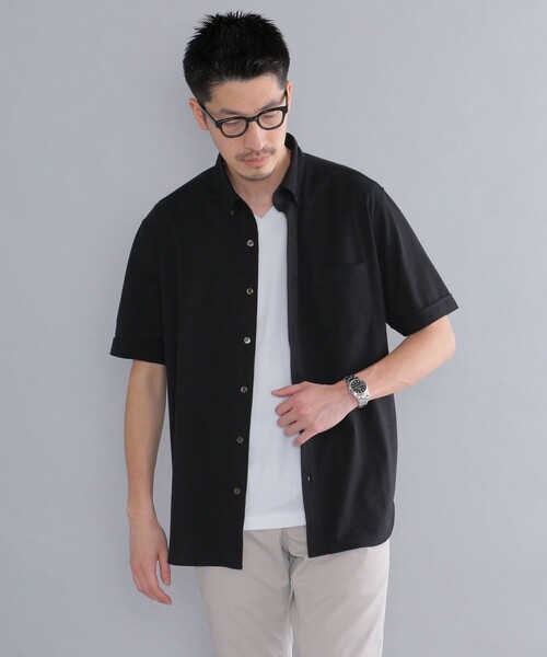 SHIPS(シップス)の「*SHIPS: 〈接触冷感〉 ジャージー ソリッド / クレリック ボタンダウン 半袖 シャツ(シャツ/ブラウス・メンズ・ホワイト/ブラック/ネイビー/ロイヤルブルー/ライトブルー・SMALL/MEDIUM/LARGE/X-LARGE)」の3枚目の写真