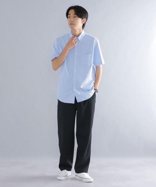 SHIPS(シップス)の「*SHIPS: 〈接触冷感〉 ジャージー ソリッド / クレリック ボタンダウン 半袖 シャツ(シャツ/ブラウス・メンズ・ホワイト/ブラック/ネイビー/ロイヤルブルー/ライトブルー・SMALL/MEDIUM/LARGE/X-LARGE)」の8枚目の写真