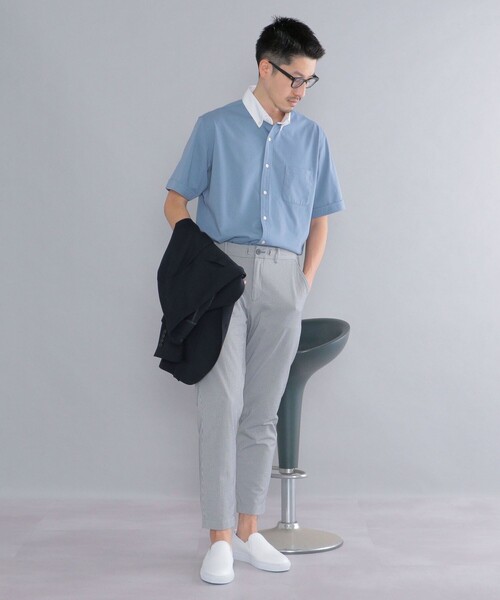 SHIPS(シップス)の「*SHIPS: 〈接触冷感〉 ジャージー ソリッド / クレリック ボタンダウン 半袖 シャツ(シャツ/ブラウス・メンズ・ホワイト/ブラック/ネイビー/ロイヤルブルー/ライトブルー・SMALL/MEDIUM/LARGE/X-LARGE)」の9枚目の写真