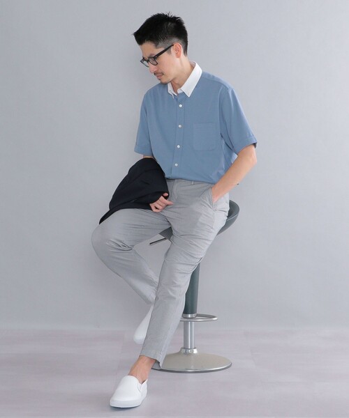 SHIPS(シップス)の「*SHIPS: 〈接触冷感〉 ジャージー ソリッド / クレリック ボタンダウン 半袖 シャツ(シャツ/ブラウス・メンズ・ホワイト/ブラック/ネイビー/ロイヤルブルー/ライトブルー・SMALL/MEDIUM/LARGE/X-LARGE)」の10枚目の写真