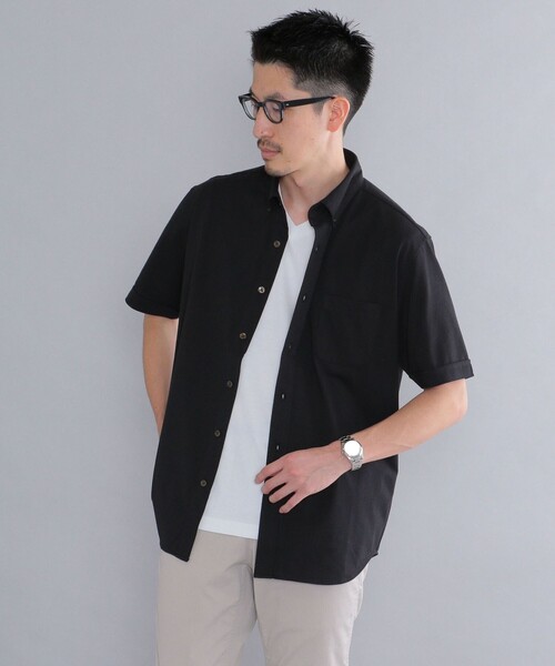 SHIPS(シップス)の「*SHIPS: 〈接触冷感〉 ジャージー ソリッド / クレリック ボタンダウン 半袖 シャツ(シャツ/ブラウス・メンズ・ホワイト/ブラック/ネイビー/ロイヤルブルー/ライトブルー・SMALL/MEDIUM/LARGE/X-LARGE)」の14枚目の写真