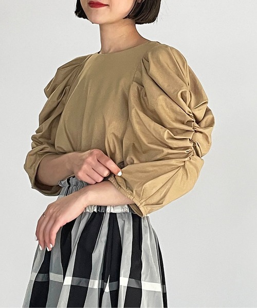 PICCIN（ピッチン）の「袖シャーリングカットソー（Tシャツ/カットソー・レディース・ベージュ/カーキ/ブルーグレー・M）」の14枚目の写真