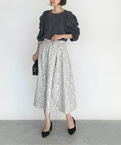 PICCIN（ピッチン）の「袖シャーリングカットソー（Tシャツ/カットソー・レディース・ベージュ/カーキ/ブルーグレー・M）」の9枚目の写真