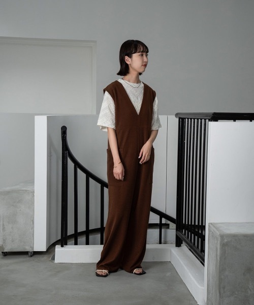 lawgy ボリュームスリーブウエストギャザーコンビネゾン lawgy