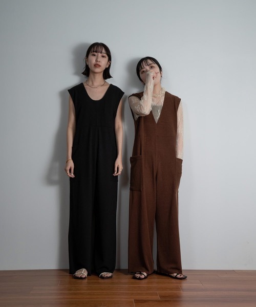 lawgy（ラウジー）の「side pocket 2way all in one(self cut)（つなぎ/オールインワン・レディース・ブラック/ブラウン・FREE）」の9枚目の写真