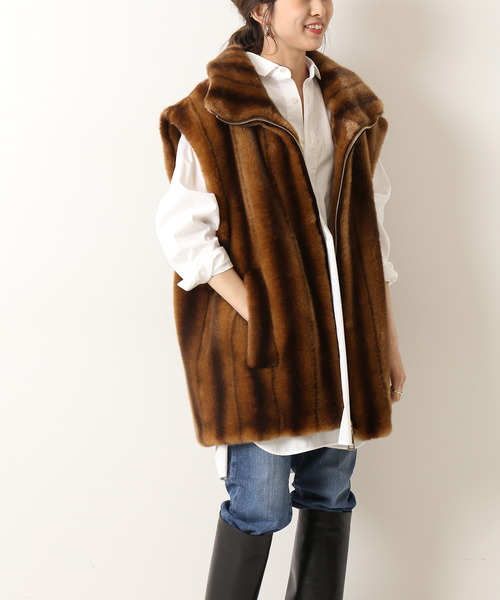 a point（アポワン）の「【a point/アポワン】 エコファーベスト（ブルゾン・レディース・カーキ/ブラウン系その他・FREE）」の15枚目の写真