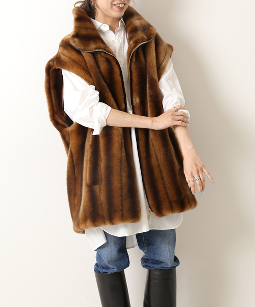 a point（アポワン）の「【a point/アポワン】 エコファーベスト（ブルゾン・レディース・カーキ/ブラウン系その他・FREE）」の7枚目の写真