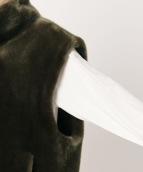 a point（アポワン）の「【a point/アポワン】 エコファーベスト（ブルゾン・レディース・カーキ/ブラウン系その他・FREE）」の6枚目の写真