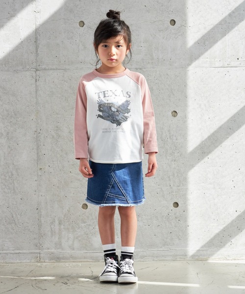 MAKE YOUR DAY（メイクユアデイ）の「TEXASラグラン長袖Tシャツ■80～140cm（Tシャツ/カットソー・キッズ・ピンク/ブラック・90/140/100/120/80/110/130）」の6枚目の写真