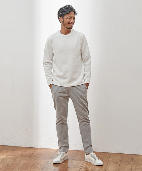 UNION STATION（ユニオンステーション）の「【EFFORTLESS】幾何学柄ジャガードクルーネックロンT（Tシャツ/カットソー・メンズ・ブラック/ブラック系その他/ホワイト・LL/L/M）」の11枚目の写真