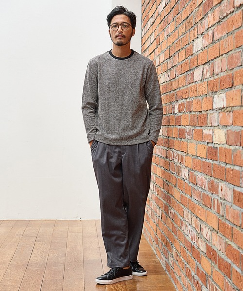 UNION STATION（ユニオンステーション）の「【EFFORTLESS】幾何学柄ジャガードクルーネックロンT（Tシャツ/カットソー・メンズ・ブラック/ブラック系その他/ホワイト・LL/L/M）」の13枚目の写真