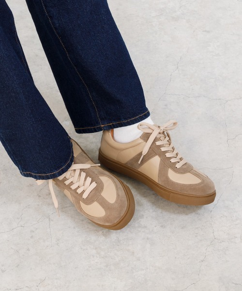 menue（メヌエ）の「ジャーマントレーナースニーカー（スニーカー・レディース・ホワイト/ブラック/ベージュ・S/M/L/LL）」の3枚目の写真