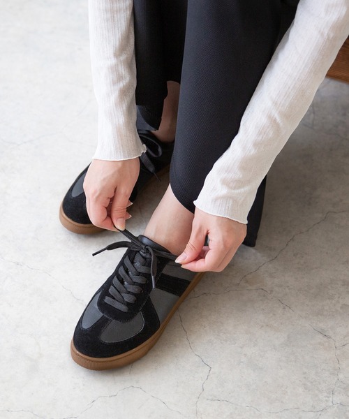 menue（メヌエ）の「ジャーマントレーナースニーカー（スニーカー・レディース・ホワイト/ブラック/ベージュ・S/M/L/LL）」の9枚目の写真