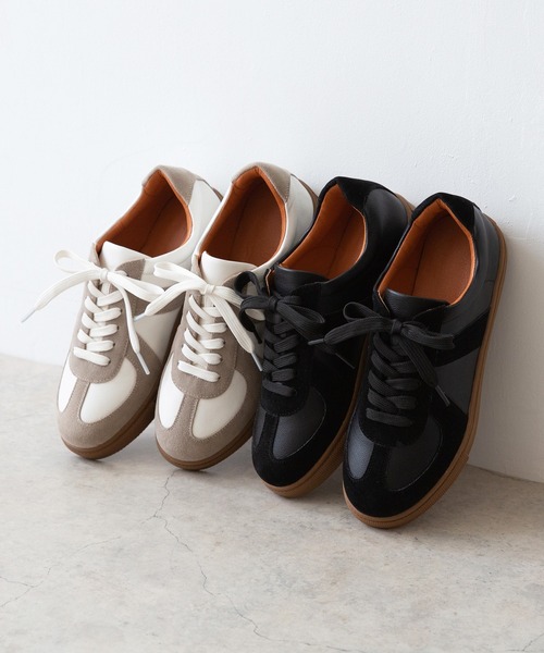 menue（メヌエ）の「ジャーマントレーナースニーカー（スニーカー・レディース・ホワイト/ブラック/ベージュ・S/M/L/LL）」の5枚目の写真