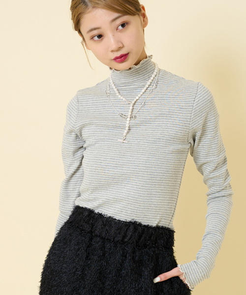 U by SPICK&SPAN(ユーバイスピックアンドスパン)の「【Miller/ミラー】 Prib Turtle ロングスリーブ Tee(Tシャツ/カットソー・レディース・ライトグレー/ネイビー/ピンク系その他・FREE)」の4枚目の写真