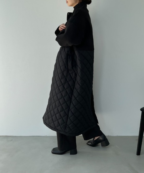y/m by 村岡美里（イムバイムラオカミサト）の「村岡美里×y/m キルト×フェイクウールスタンドコート（その他アウター・レディース・ブラック/カーキ/アイボリー/ブラウン・FREE）」の5枚目の写真