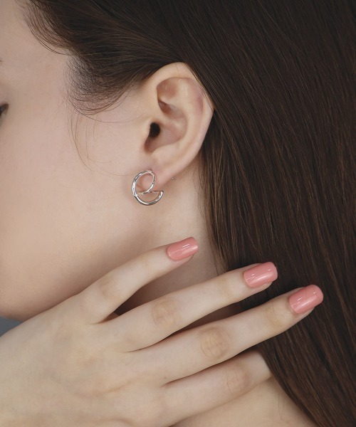 セール】【金属アレルギー対応】 ダブル クロス フープピアス