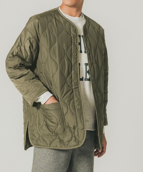 coca（coca）（コカ）の「【WEB限定セール】＼新色登場／ユニセックス　キルトライナーアウター（ノーカラージャケット・レディース・ブラック/カーキ/ダークグリーン/アイボリー・M/L）」の18枚目の写真