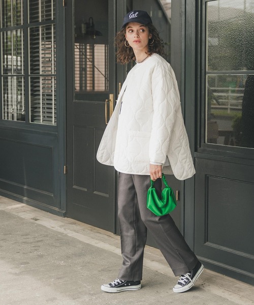 coca（coca）（コカ）の「【WEB限定セール】＼新色登場／ユニセックス　キルトライナーアウター（ノーカラージャケット・レディース・ブラック/カーキ/ダークグリーン/アイボリー・M/L）」の20枚目の写真