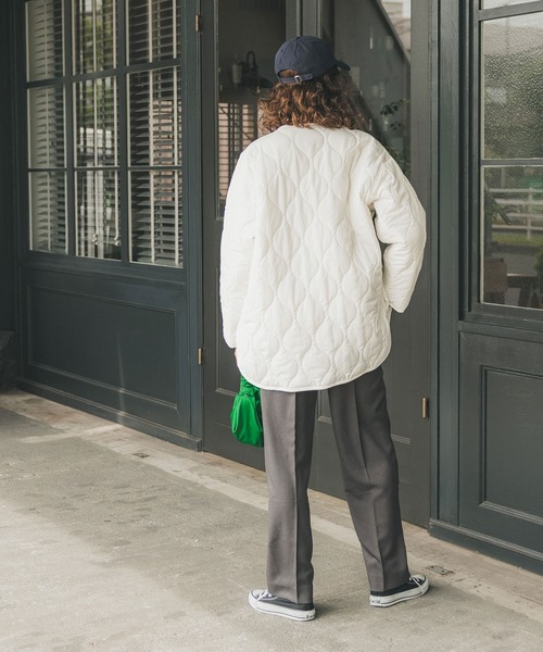 coca（coca）（コカ）の「【WEB限定セール】＼新色登場／ユニセックス　キルトライナーアウター（ノーカラージャケット・レディース・ブラック/カーキ/ダークグリーン/アイボリー・M/L）」の22枚目の写真