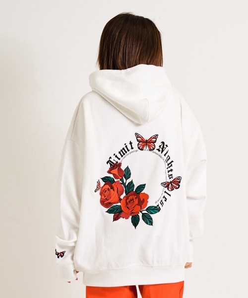 JACKROSE(ジャックローズ)の「JE-サークル.ローズ&バタフライ.プルパーカー(パーカー・メンズ・ホワイト/ブラック/グレー/ピンク/イエロー・M/L)」の3枚目の写真