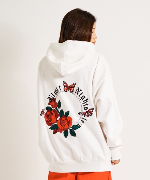 JACKROSE(ジャックローズ)の「JE-サークル.ローズ&バタフライ.プルパーカー(パーカー・メンズ・ホワイト/ブラック/グレー/ピンク/イエロー・M/L)」の9枚目の写真