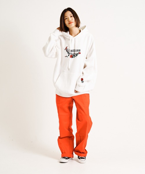 JACKROSE(ジャックローズ)の「JE-サークル.ローズ&バタフライ.プルパーカー(パーカー・メンズ・ホワイト/ブラック/グレー/ピンク/イエロー・M/L)」の10枚目の写真