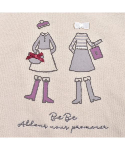BeBe（ベベ）の「BeBe/ミニウラゲガールプリントトレーナー(90~150cm)（スウェット・キッズ・ベージュ/ネイビー・150/120/130/110/100/90/140）」の3枚目の写真