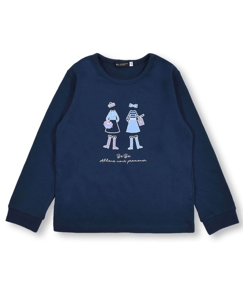 BeBe（ベベ）の「BeBe/ミニウラゲガールプリントトレーナー(90~150cm)（スウェット・キッズ・ベージュ/ネイビー・150/120/130/110/100/90/140）」の4枚目の写真