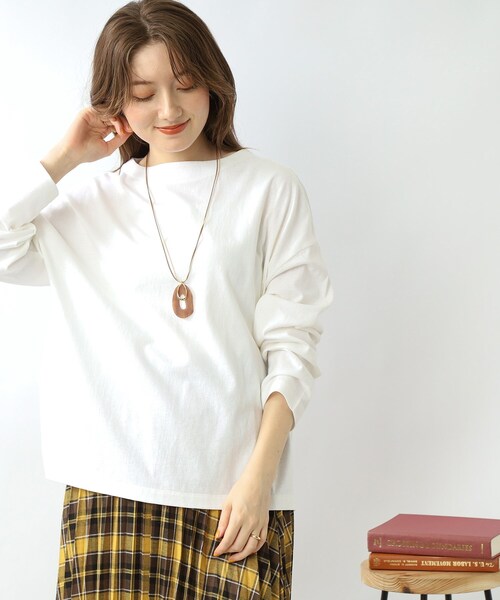 DRESKIP(ドレスキップ)の「◆【こなれシルエット】コットンゆるロングT(Tシャツ/カットソー・レディース・ピンク系/ベージュ系その他2/ブラック/オフホワイト/ナチュラル/ホワイト系5・00)」の2枚目の写真