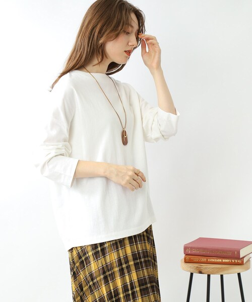 DRESKIP(ドレスキップ)の「◆【こなれシルエット】コットンゆるロングT(Tシャツ/カットソー・レディース・ピンク系/ベージュ系その他2/ブラック/オフホワイト/ナチュラル/ホワイト系5・00)」の13枚目の写真