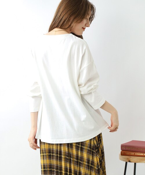 DRESKIP(ドレスキップ)の「◆【こなれシルエット】コットンゆるロングT(Tシャツ/カットソー・レディース・ピンク系/ベージュ系その他2/ブラック/オフホワイト/ナチュラル/ホワイト系5・00)」の8枚目の写真