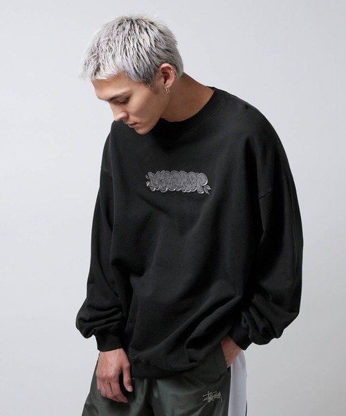 NYUDROP(ニュードロップ)の「【NYUDROP】GRAFFITI LOGO PIGMENT DYED CREWNECK SWEAT / グラフィックロゴ刺繍 ピグメント裏毛クルーネックスウェット(スウェット・メンズ・ブラック/ブルー/グリーン・M/L/XL)」の11枚目の写真