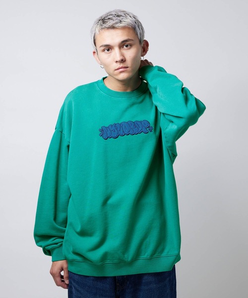 NYUDROP(ニュードロップ)の「【NYUDROP】GRAFFITI LOGO PIGMENT DYED CREWNECK SWEAT / グラフィックロゴ刺繍 ピグメント裏毛クルーネックスウェット(スウェット・メンズ・ブラック/ブルー/グリーン・M/L/XL)」の15枚目の写真