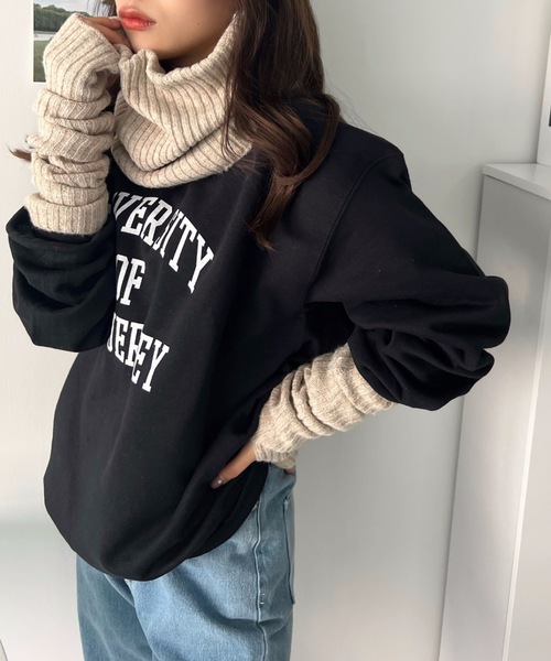 moment+（モーメントプラス）の「リブニットネックウォーマー＆アームウォーマー2Pセット（ネックウォーマー/スヌード・レディース・ブラック/ベージュ/アイボリー/チャコールグレー/ブラウン・FREE）」の21枚目の写真